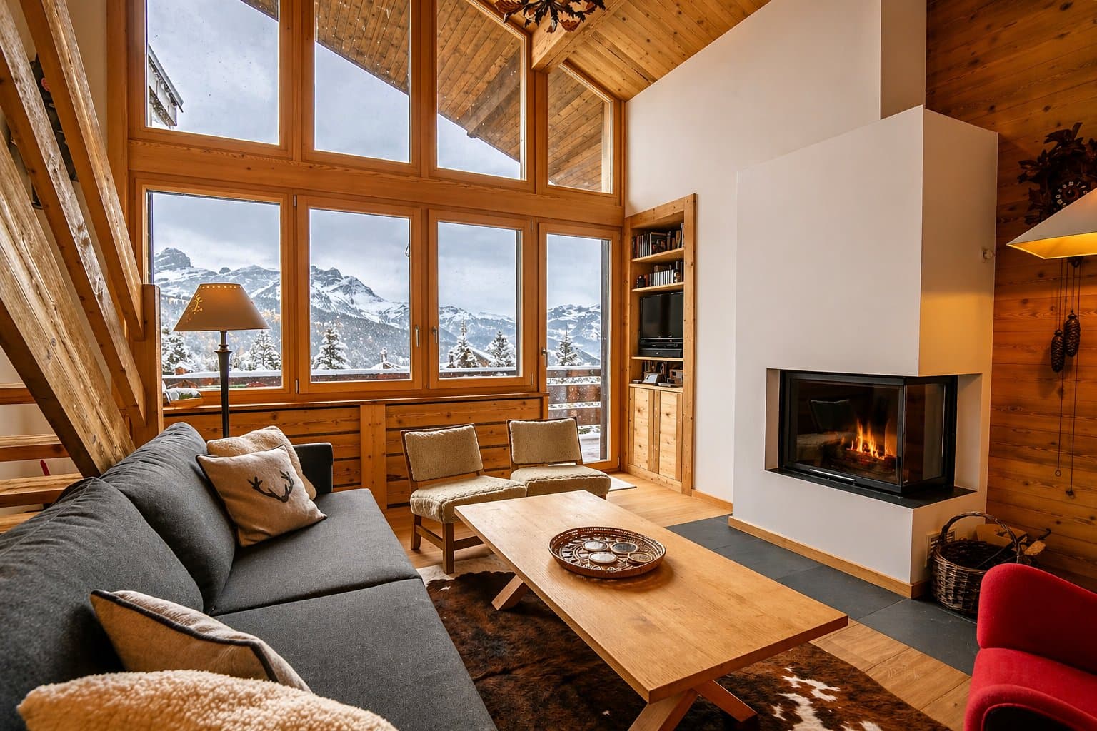 Intérieur de chalet en cours de rénovation dans les Alpes vaudoises